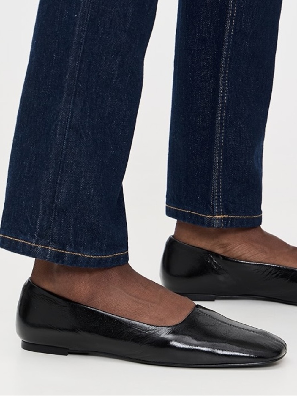 Reformation Inez Patent Ballet Flats in Black